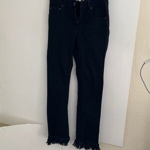 Maje Black Cropped Jeans with Frayed Hem